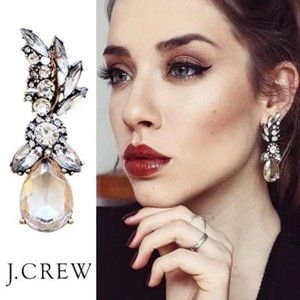 🌷 NEW J. Crew Crystal Floral Drop Statement Earrings
